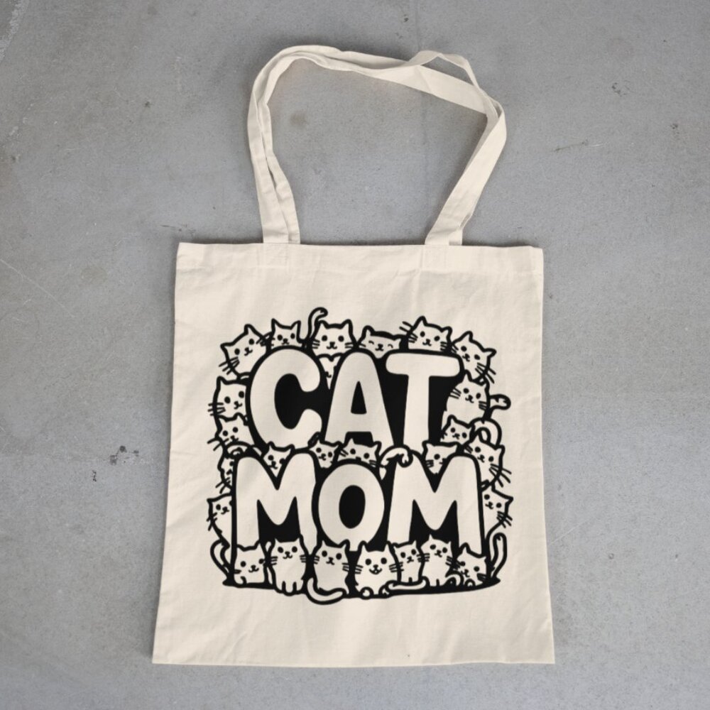 ✅2/25$ Handmade Cat Mom Tote Bag